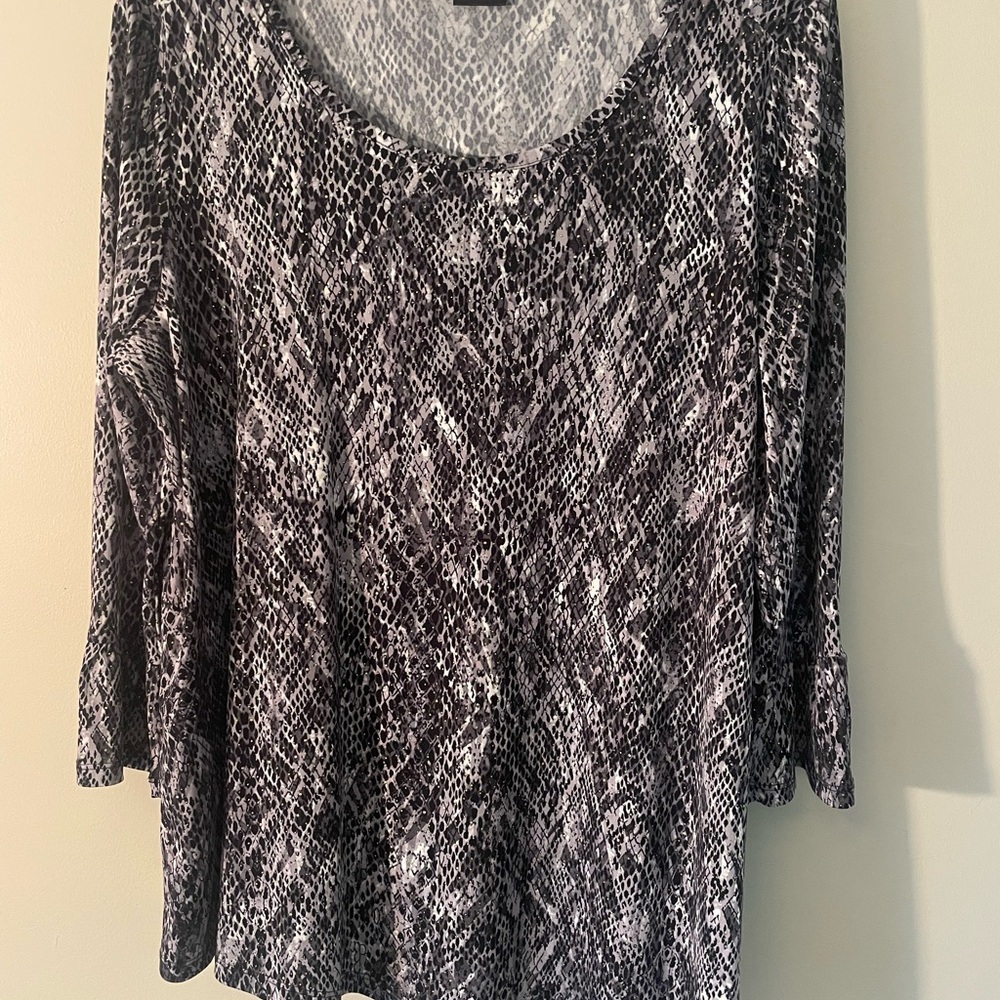 Rafaella Women's Black and Gray Snake Print Top large